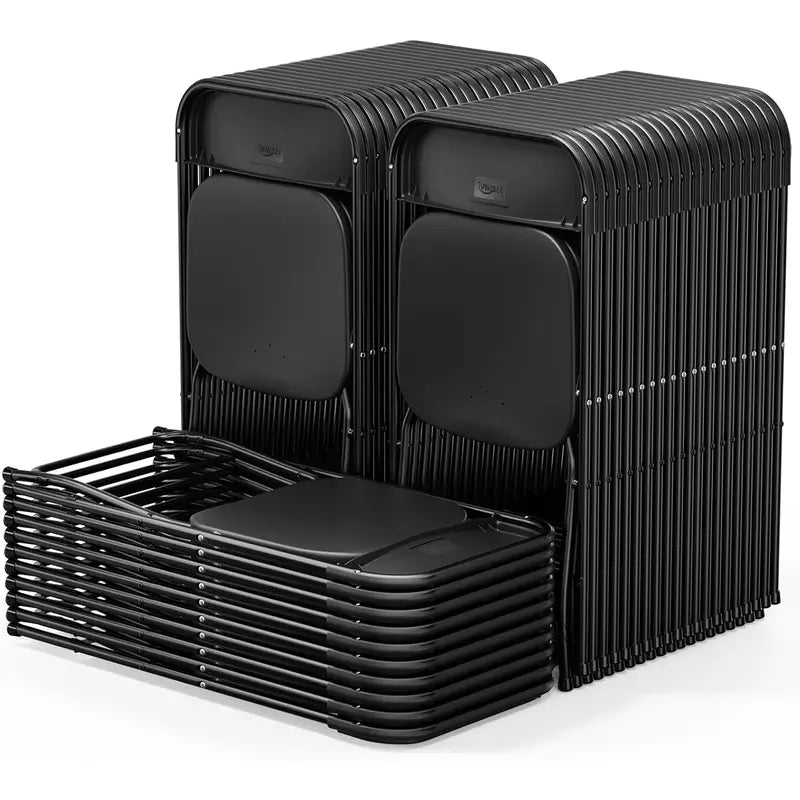 Black/White Plastic Folding Chairs 10/20/50 Pack